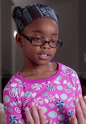 Diane’s pink candy print pajamas on Black-ish