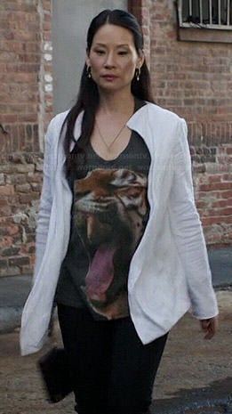 Joan’s tiger graphic tee on Elementary