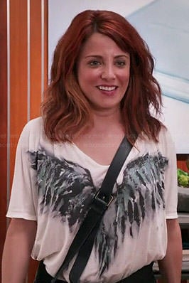 Jo’s bird wings graphic tee on Girlfriends Guide to Divorce