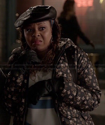 Kay’s floral puffer jacket on Marry Me