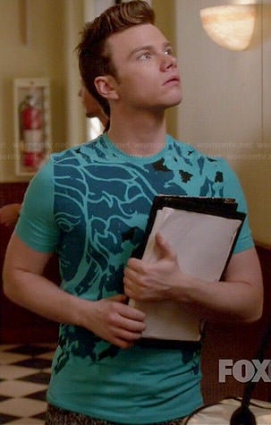Kurt’s turquoise blue graphic tee on Glee