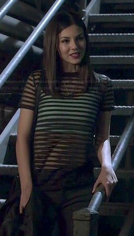 Lindy’s sheer striped tee on Eye Candy
