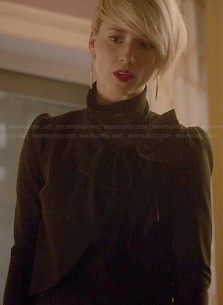 Margaux’s black bow neck jacket on Revenge