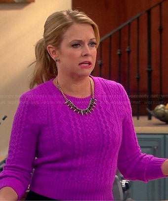 Mel’s pink cable knit sweater on Melissa and Joey