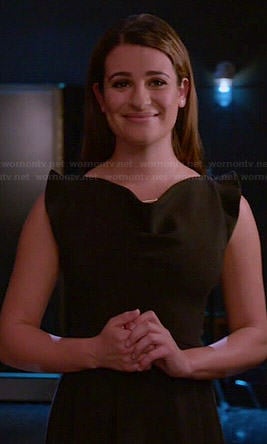 Rachel’s black pointed shoulder dress on Glee
