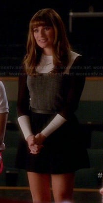 Rachel’s grey colorblock sweater on Glee