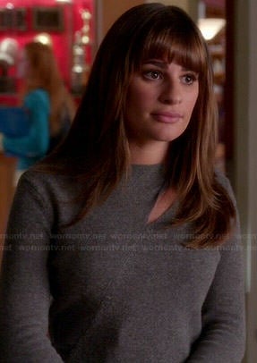 Rachel’s grey cutout sweater on Glee