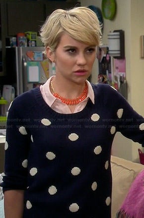 Riley’s navy polka dot sweater on Baby Daddy