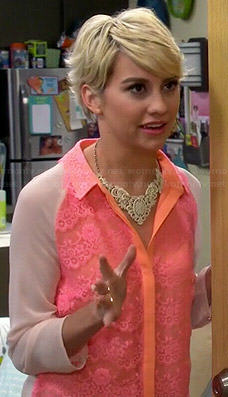 Riley’s coral lace front collared shirt on Baby Daddy
