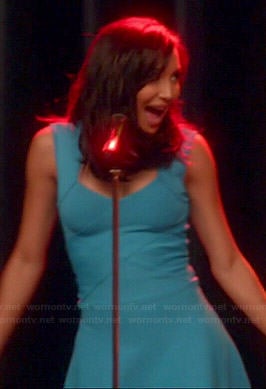 Santana’s turquoise blue flared bandage dress on Glee