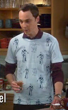 Sheldon’s light blue robot covered shirt on The Big Bang Theory