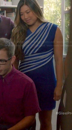 Tina’s blue diagonal striped dress on Glee