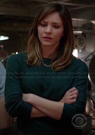 Paige’s green zip-back sweater on Scorpion