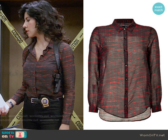 The Kooples Cotton-Silk Plaid Blouse worn by Rosa Diaz (Stephanie Beatriz) on Brooklyn Nine-Nine