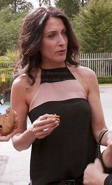 Abby’s black mesh panel top on Girlfriends Guide to Divorce