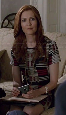 Abby’s geometric stripe patterned dress on Scandal