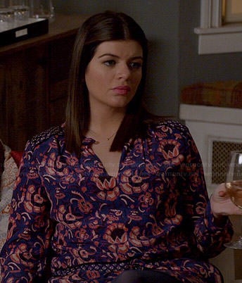 Annie’s purple floral long sleeved dress on Marry Me