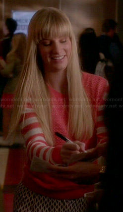 Brittany’s pink sweater with striped sleeves on Glee