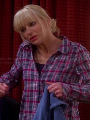 Christy’s pink and grey plaid shirt on Mom