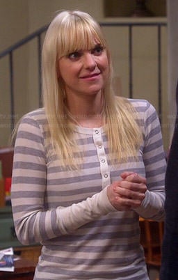 Christy’s grey striped henley top on Mom