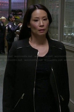 Joan’s black zipped coat on Elementary