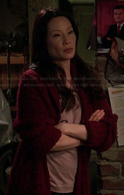 Joan’s pink text graphic tee on Elementary