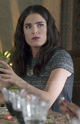 Laurel’s tweed layered dress with solid black back on How to Get Away with Murder
