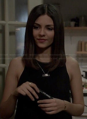 Lindy’s black leather trim tank top on Eye Candy