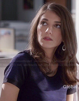 Maureen’s navy blue and black short sleeve dress on State of Affairs