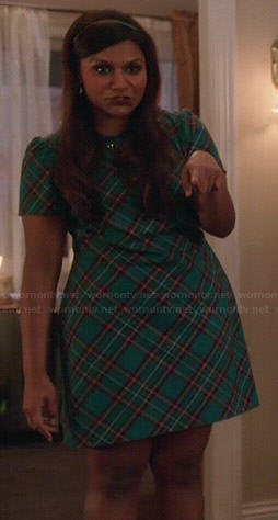 Mindy’s green plaid dress on The Mindy Project