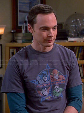 Sheldon’s Justice League shirt on The Big Bang Theory
