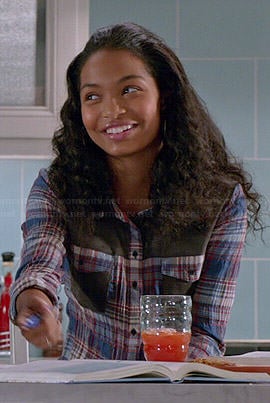 Zoey’s plaid shirt with grey panels on Black-ish