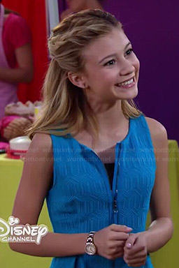Avery’s blue textured zip-front dress on Dog with a Blog