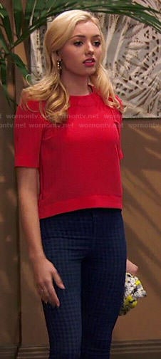 Emma’s red top and checked jeans on Jessie