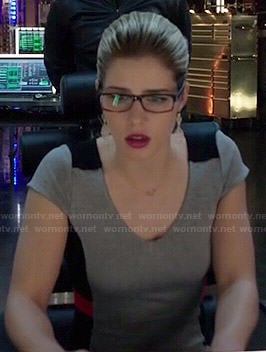 Felicity’s grey colorblock dress on Arrow