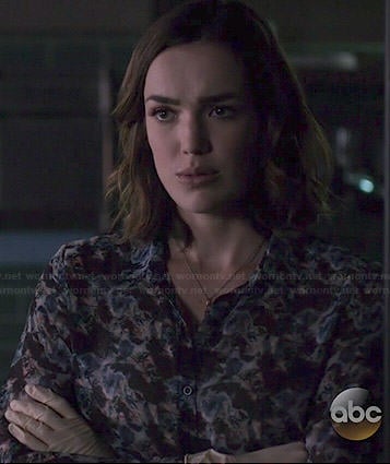 Jemma’s printed blouse on Agents of SHIELD