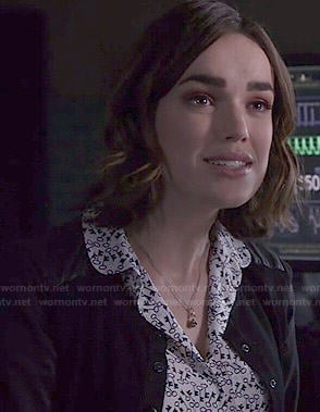 Jemma’s key print blouse on Agents of SHIELD