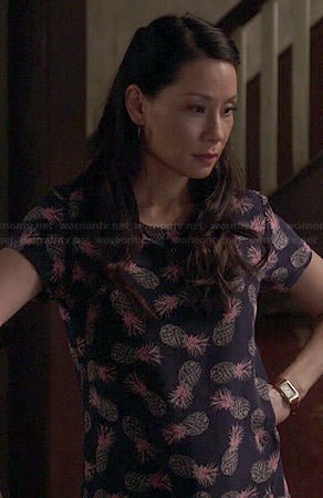 Joan’s pineapple print dress on Elementary