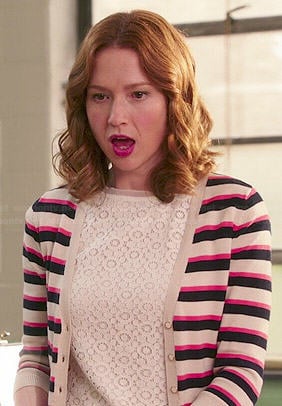 Kimmy’s striped cardigan on Unbreakable Kimmy Schmidt