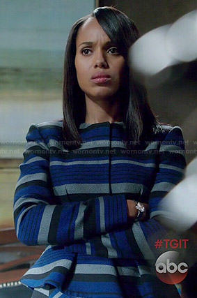 Olivia’s blue striped peplum jacket on Scandal