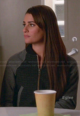 Rachel’s grey houndstooth bomber jacket on Glee