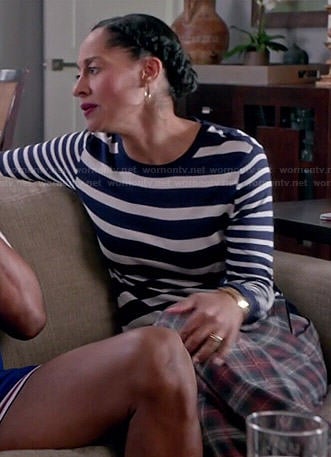 Rainbow’s navy mixed stripe sweater on Black-ish