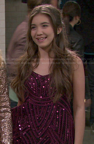 Riley’s purple sequin dress and gladiator sandals on Girl Meets World