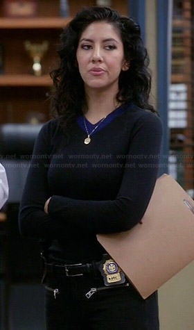 Rosa’s black sweater with blue neckline on Brooklyn Nine-Nine