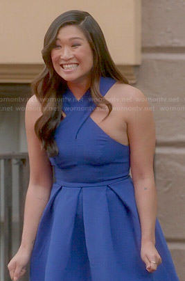 Tina’s blue cross neck dress on Glee
