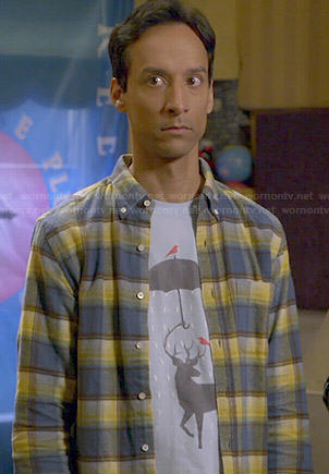 Abed’s reindeer with an umbrella tee on Community