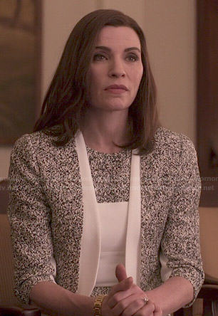 Alicia’s speckled print jacket and dress set on The Good Wife