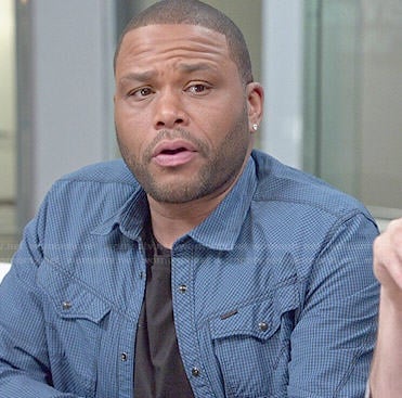 Andre’s blue mini check shirt on Black-ish