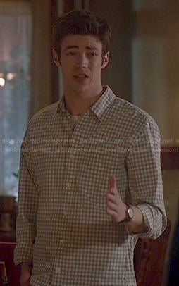 Barry’s grey gingham check shirt on The Flash