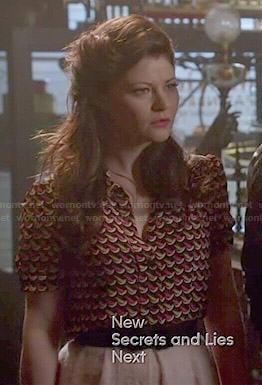 Belle’s printed blouse on Once Upon a Time